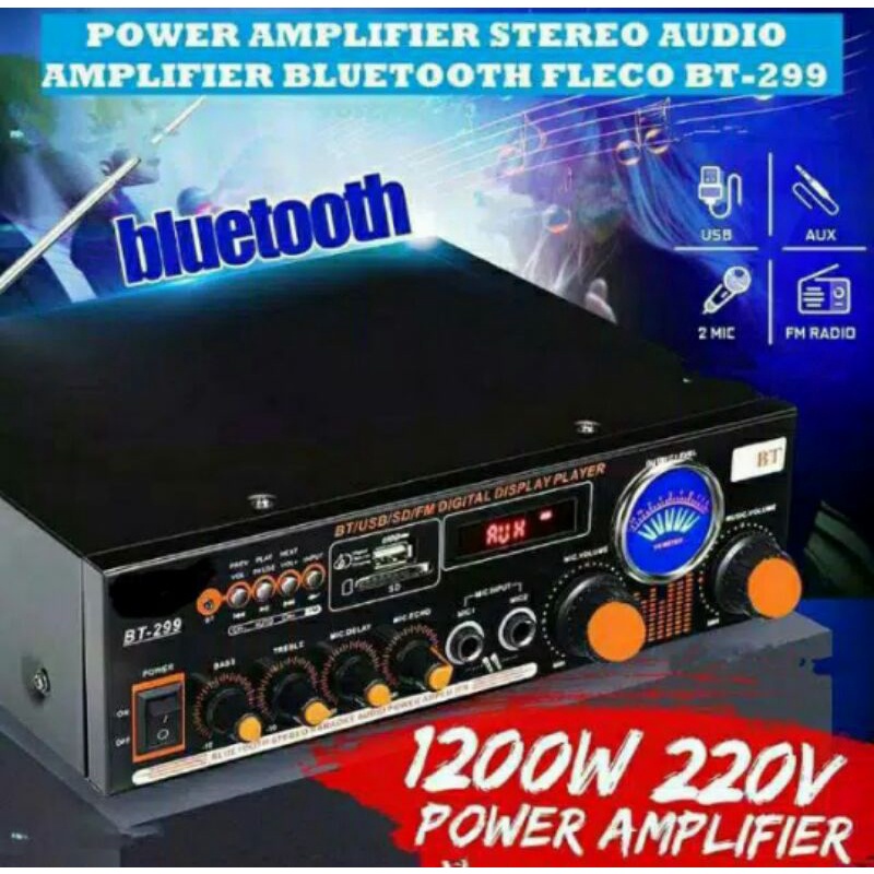 Cod Power Amplifier Fleco F-299/Amplie Audio Streo/Bleuthot/AC DC/Murah