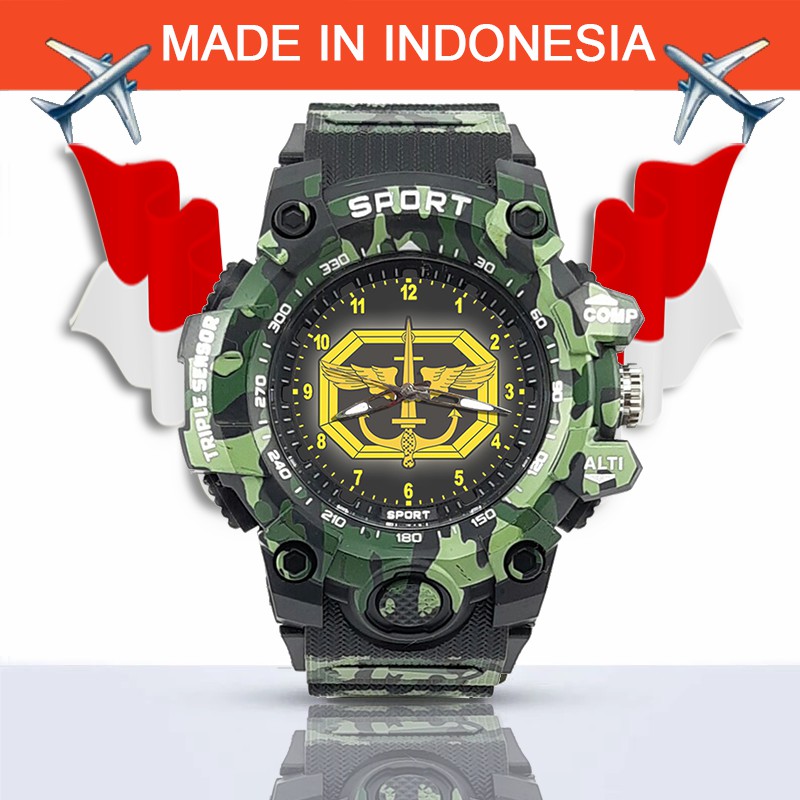 {Istimewa} Jam Tangan LOGO KOPASUS -Hitam Army Water Resistant