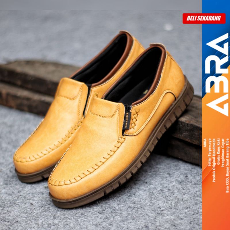 Sepatu Slip On Pria Casual Formal Kulit Pu Kerja Kantor BLENO ABRA