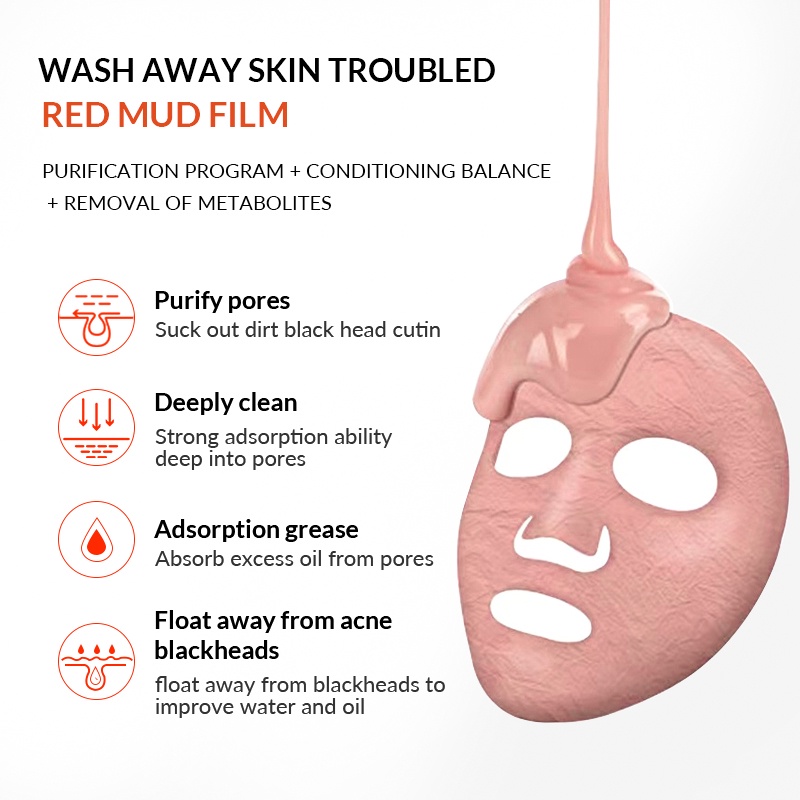 [BPOM] BIOAQUA Clay mask Amino Acid Red Mud Face Mask Masker Wajah 8g×10pcs Masker lumpur