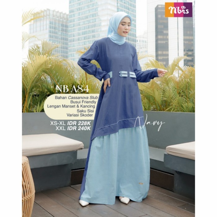 PREMIUM GAMIS SYARI WANITA TERBARU DRESS SYAR'I BY NIBRAS - NAVY, S