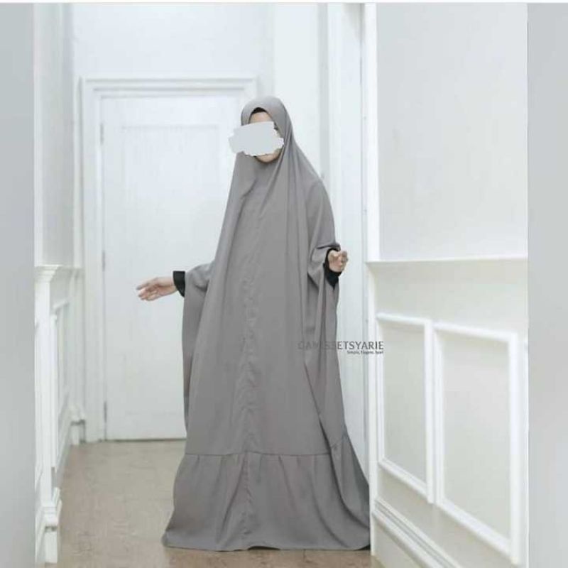 Jilbab Floor/Long Khimar Bolong Tangan Rempel