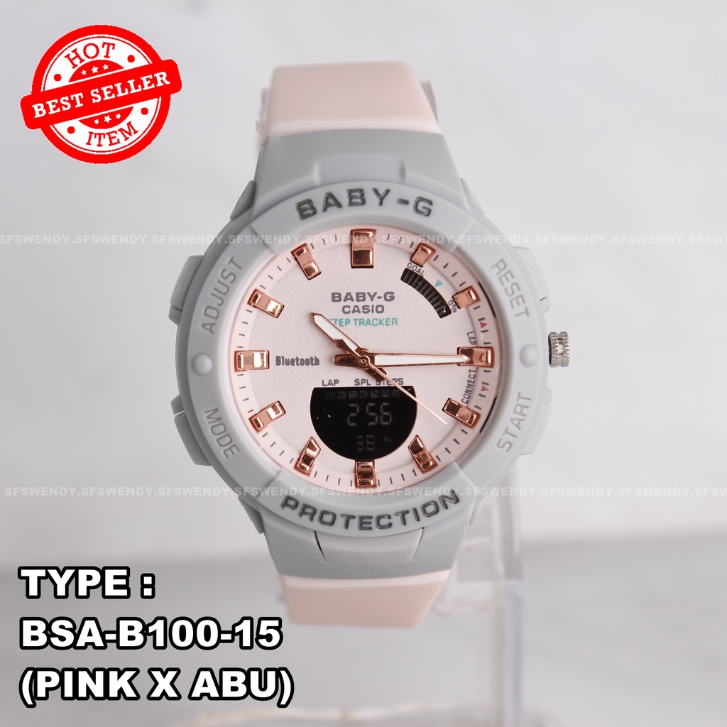 TERMURAH !!! Jam tangan wanita &amp; anak anak Baby-G BSAB-100 Pink Peach Lilac digital sproty anti air