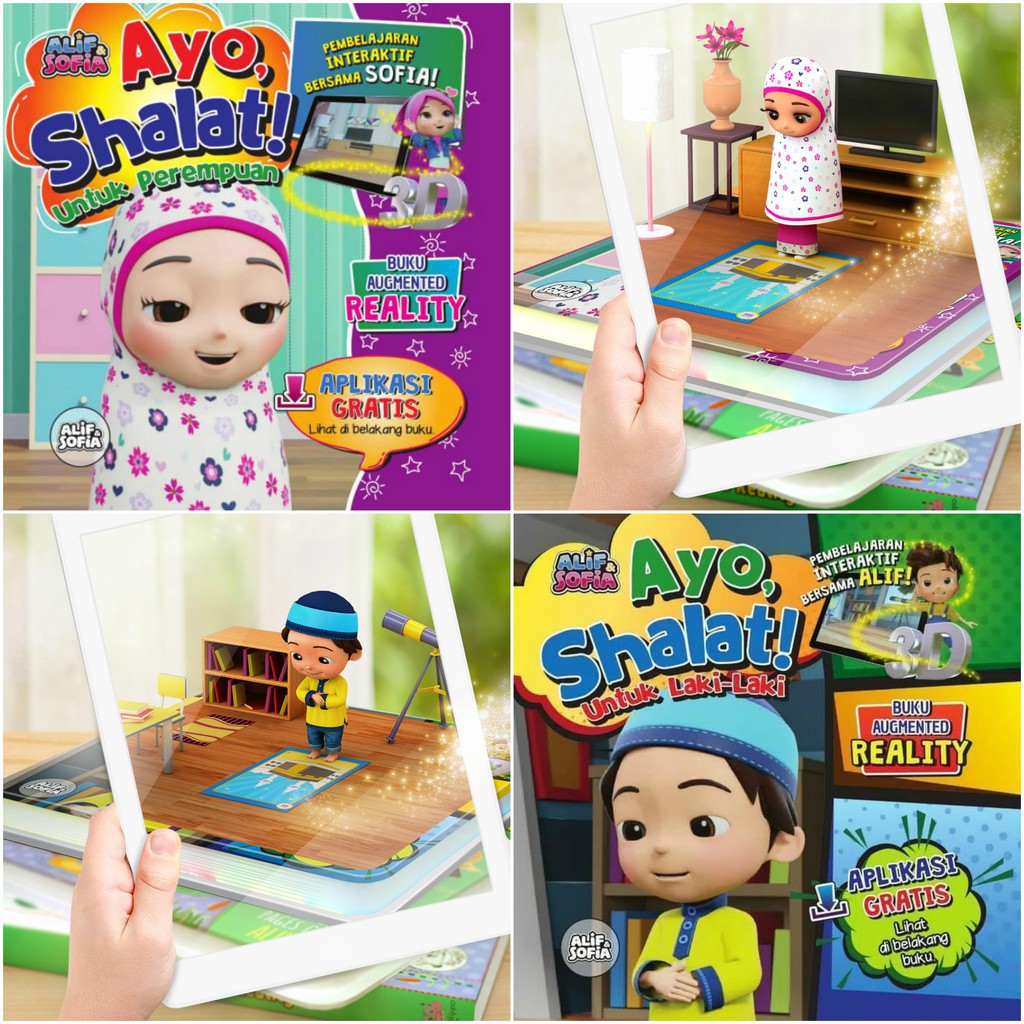 Buku Ajaib AYO SHALAT! NON APLIKASI - 3D augmented reality board book panduan anak belajar sholat SOFIA &amp; ALIF