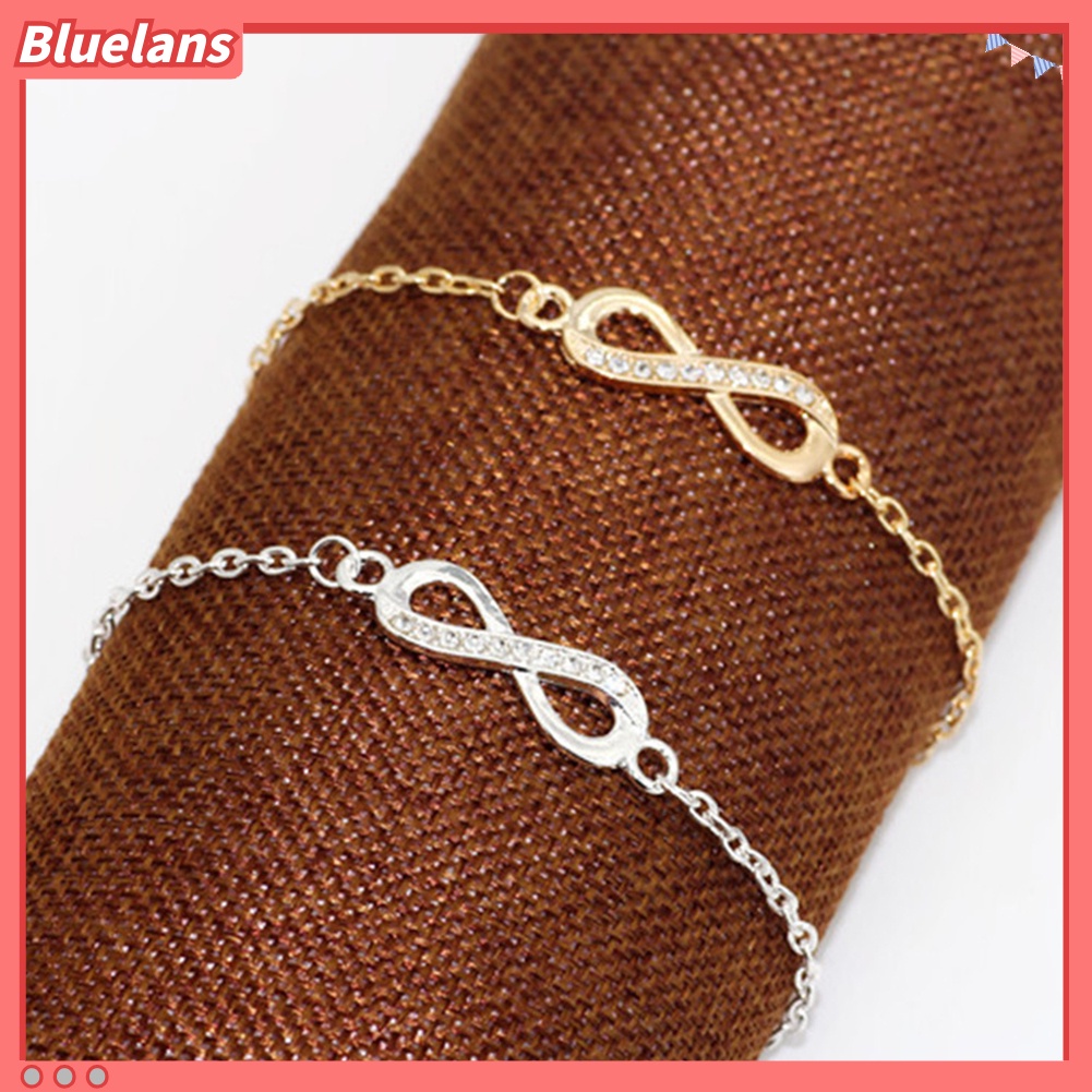 Bluelans Women Simple Infinite Love Rhinestone 8Shape Pendant Thin Chain Bracelet Jewelry