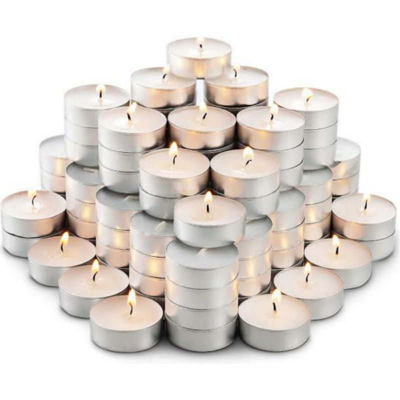 KRIS UNSCENTED WHITE TEALIGHT CANDLES LAST FOR 3 HOURS PER PCS