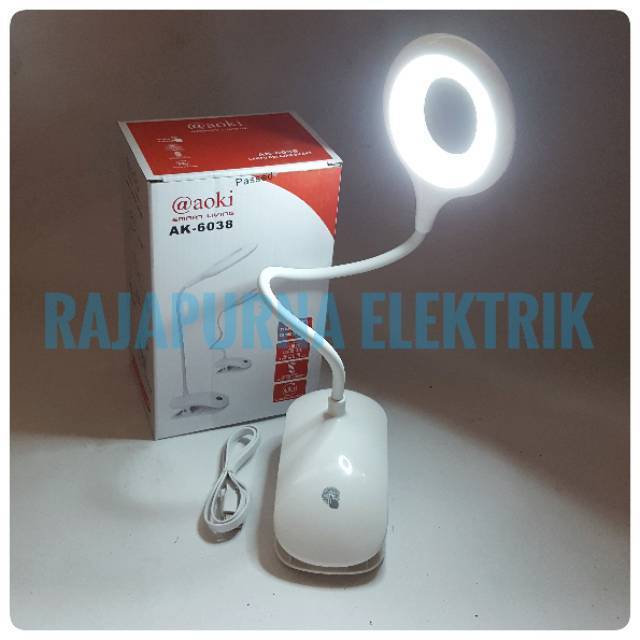 Lampu Belajar Led Jepit Sensor Sentuh Aoki Ak 6038 - Desk Lamp ORIGINAL