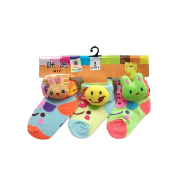 ( 3 PASANG ) Kaos kaki Bayi Boneka Samping 2~6 bulan