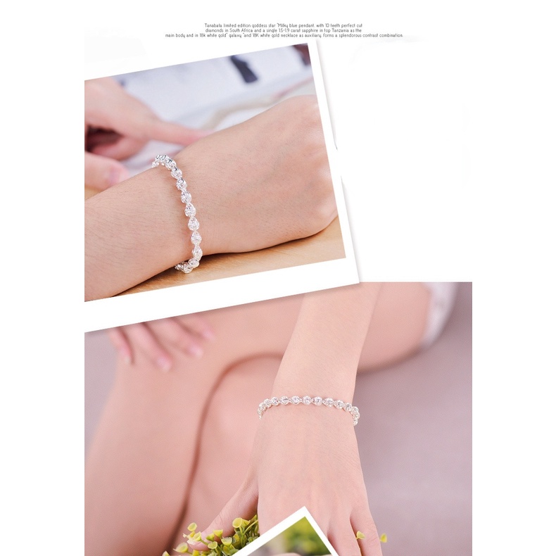 Gelang Tangan Rantai Aksen Bola Hollow Bahan Stainless Steel Warna Silver Untuk Wanita