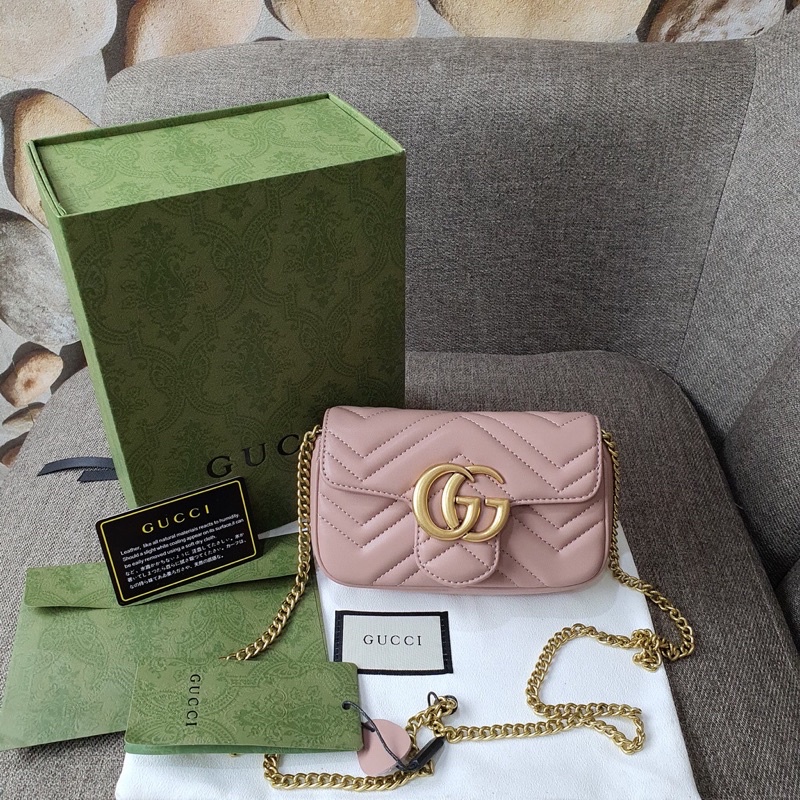 Tas Gc GG Marmont Matelasse Leather Super Mini NUDE
