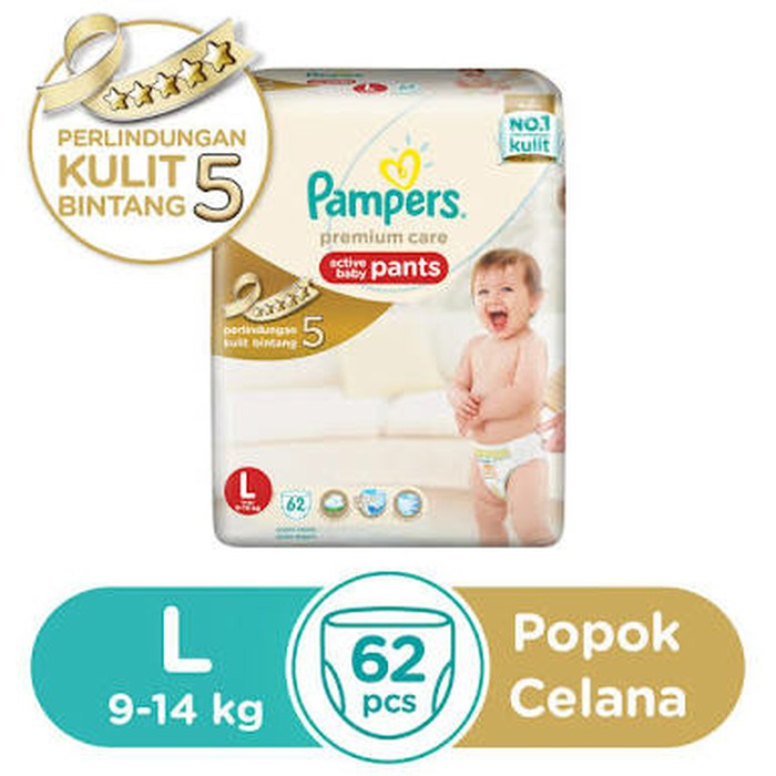 PROMO Pampers Premium Care Pants L 62 L62 Popok Celana