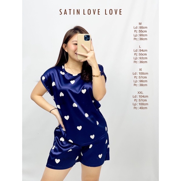 m&j store / baju tidur piyama satin / setelan tidur satin celana pendek kelinci love
