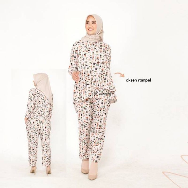Leika hijab piyama one set All zise