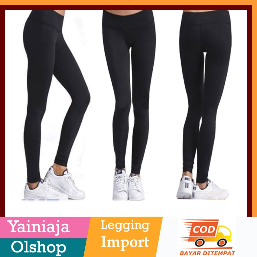 Legging import polos bahan tebal all size (Bisa COD via JNT)