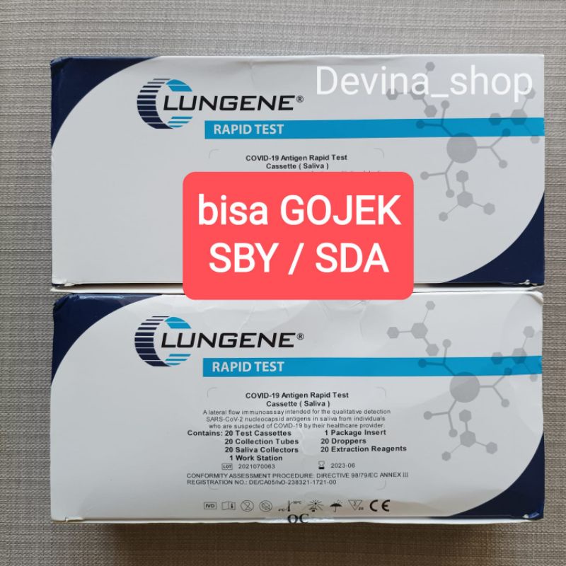 Lungene saliva air liur / ludah / Rapid test antigen / Clungene / Box isi 20 set