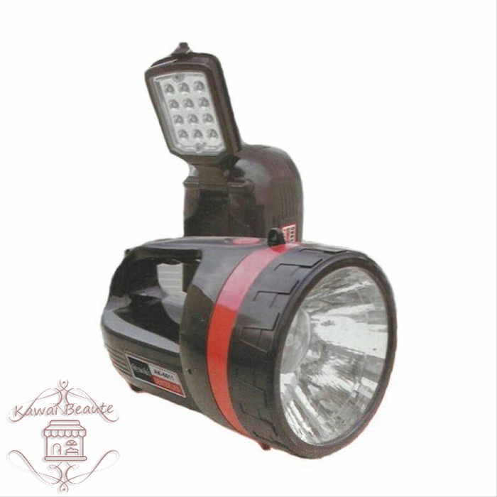 AOKI Senter Emergency Cas Jumbo AK-6611 PRO 6 Watt + 12 SMD LED Lampu Meja Belajar Lampu Emergency