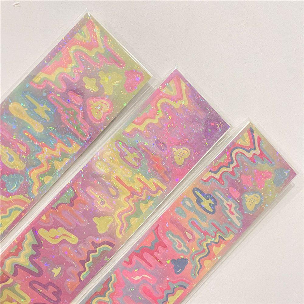 Stiker Laser Gelombang Agustina Korea Kawaii Notebook Album Foto Kalender Dekorasi Sticker