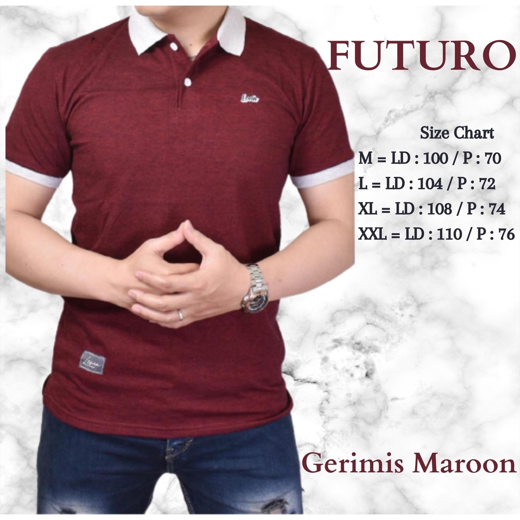 kaos kerah kombinasi warna ukuran jumbo XXL,XXXL