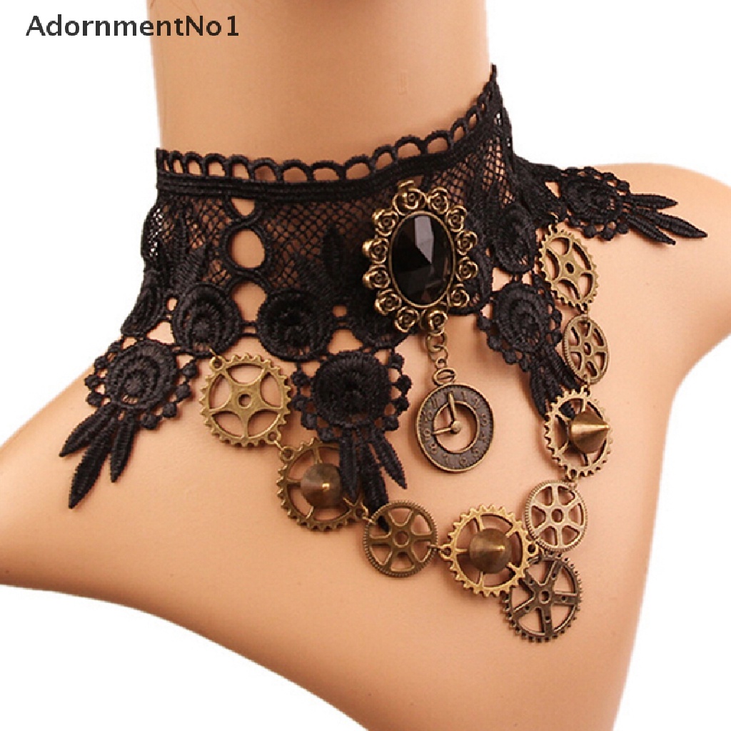 (AdornmentNo1) Kalung Choker Lace Gaya Gothic Vintage Steampunk Untuk Wanita