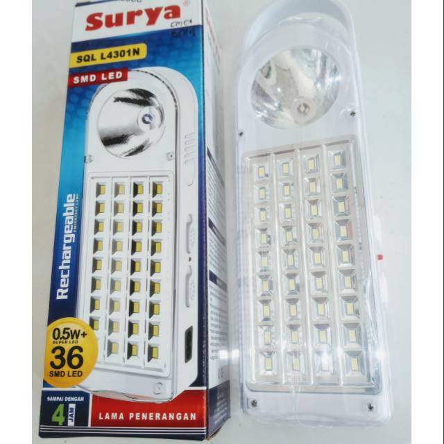 Senter / Lampu Emergency Surya 36 LED + 0,5 Super LED L4301N