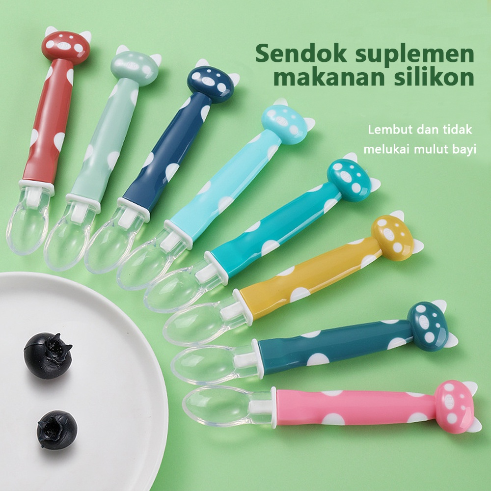 HIPPO LAND Sendok Makan Bayi Silikon / Sendok Bayi Silikon / Sendok Makan Bayi Lentur 258