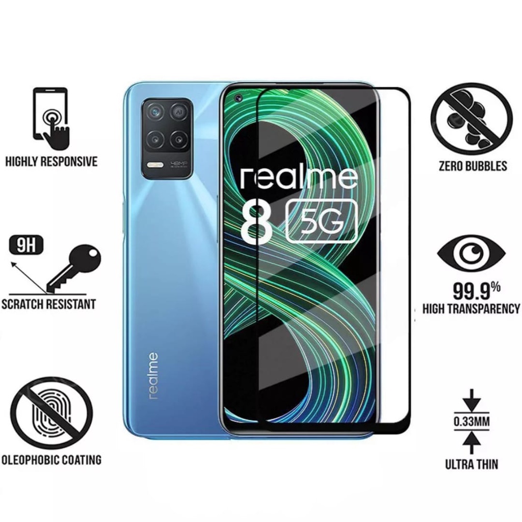 PROMO 2in1 Realme 8 5G CASE ShockProof Transparan Free TEMPERED GLASS Full Cover Black