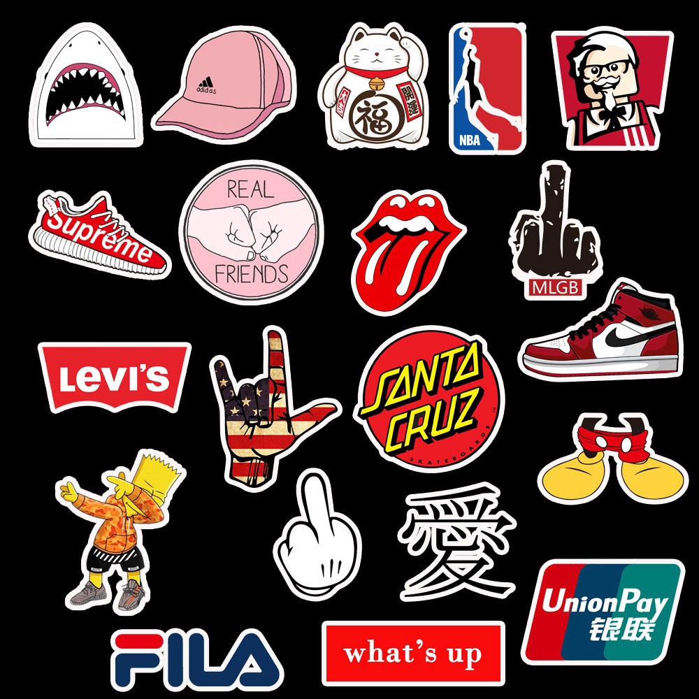 Cool Brand Stickers 100 Pack Decals for Laptop Computer Skateboard Water Bottles Car Teens Sticker