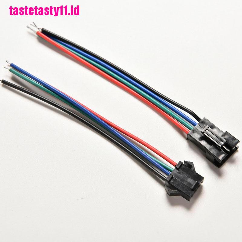 20 Pcs Konektor Male Dan Female 4 Pin Dengan Kabel Untuk Led RGB 5050 / 3528