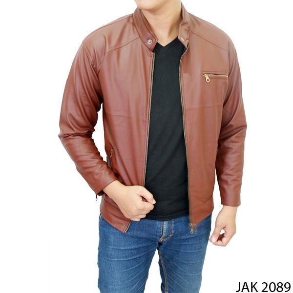 Jaket Untuk Pria Dewasa Semi Kulit Coklat Hitam - JAK (COMB)