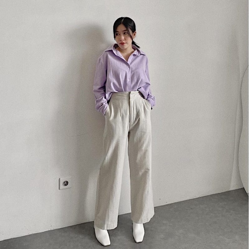 Melissa Kulot Linen Crinkle -Kulot Highwaist- Celana Kulot Wanita