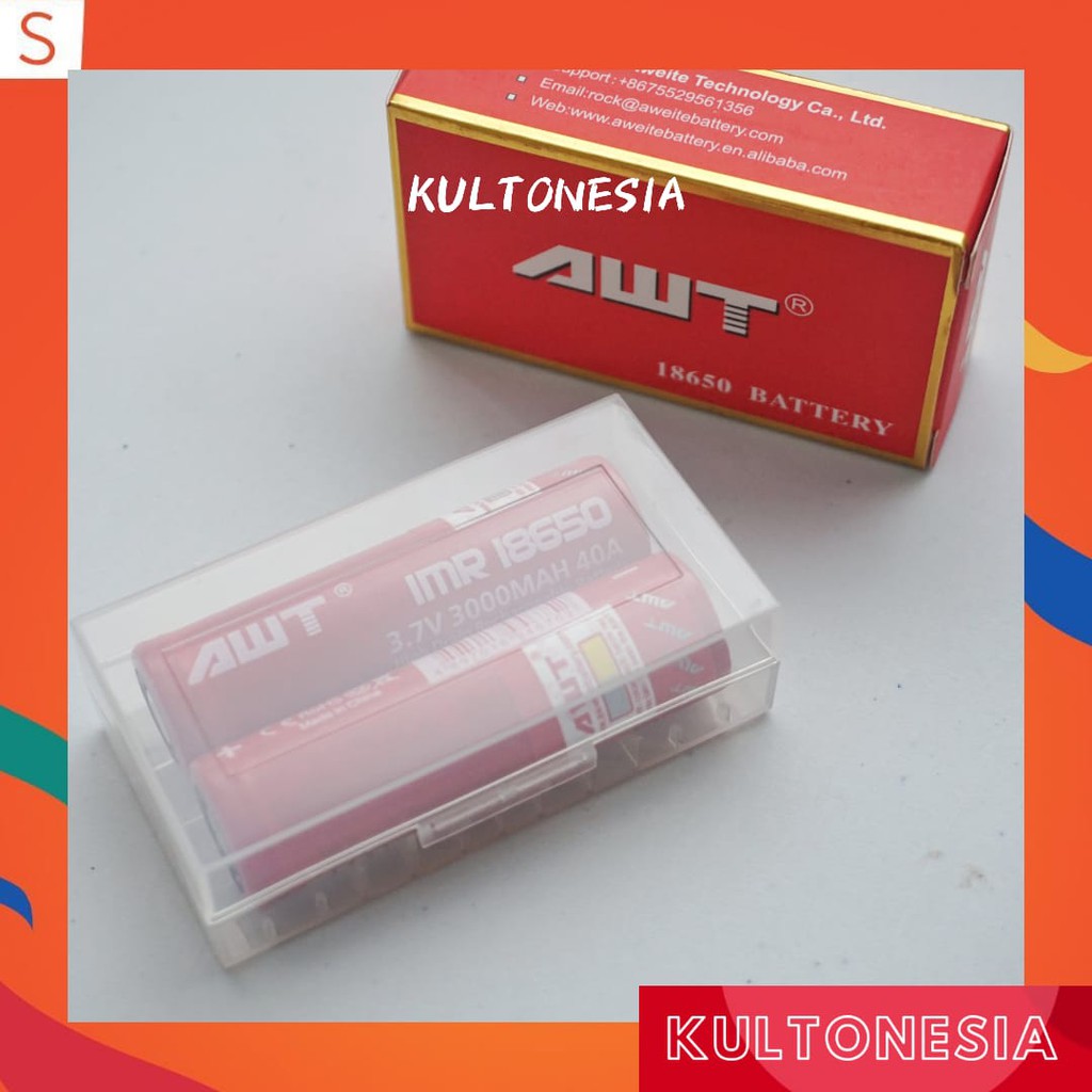 2pcs Baterai vape AWT 3000 mAH Baterai vapor 3.7V 3000MAH 40A