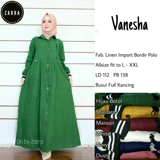 Dress Busana Muslim Vanesha linen import ld 115