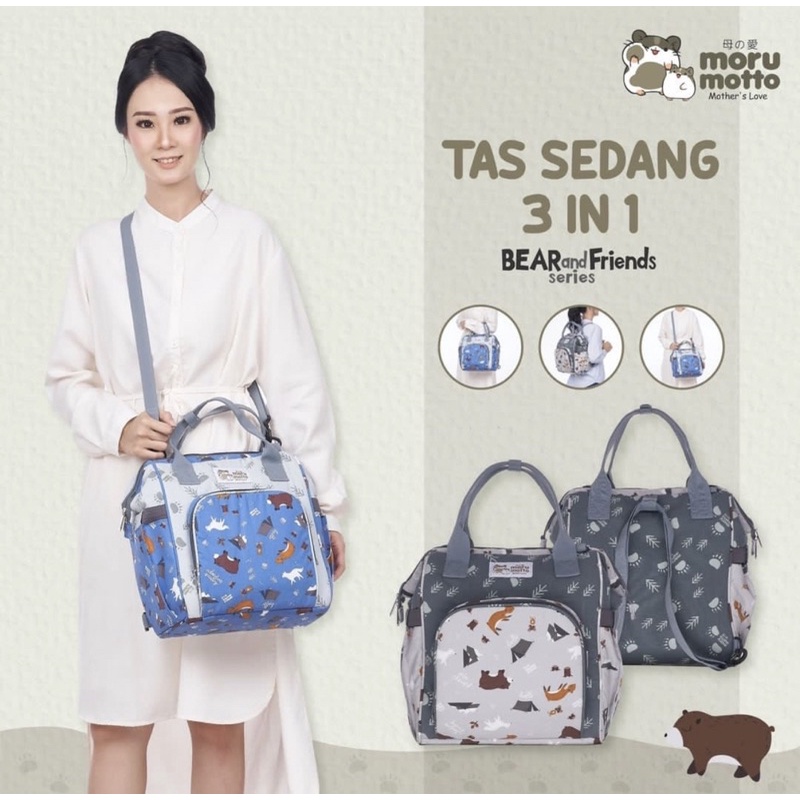 Morumotto Tas Kecil Sedang 3in1 Bear and Friends Series MMT7003/MMT7003 - tas perlengkapan bayi