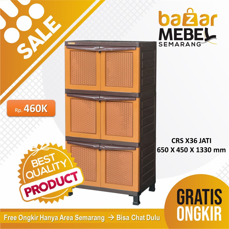 Napolly Lemari Plastik Susun 3 Motif Rotan CRS X36 JATI Toko Bms