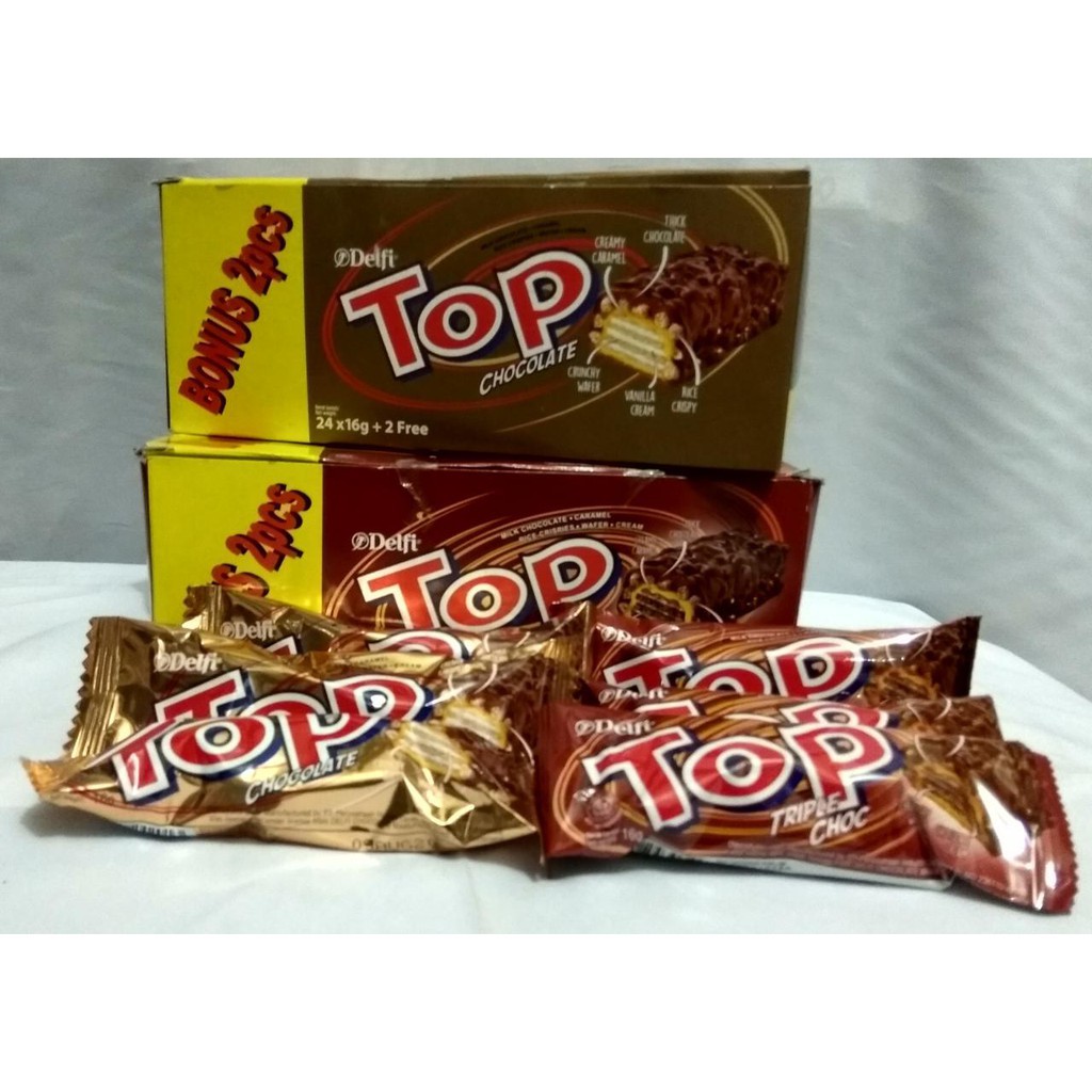 

Snack Wafer Top Delfi Coklat 9gr 1 Box isi 24