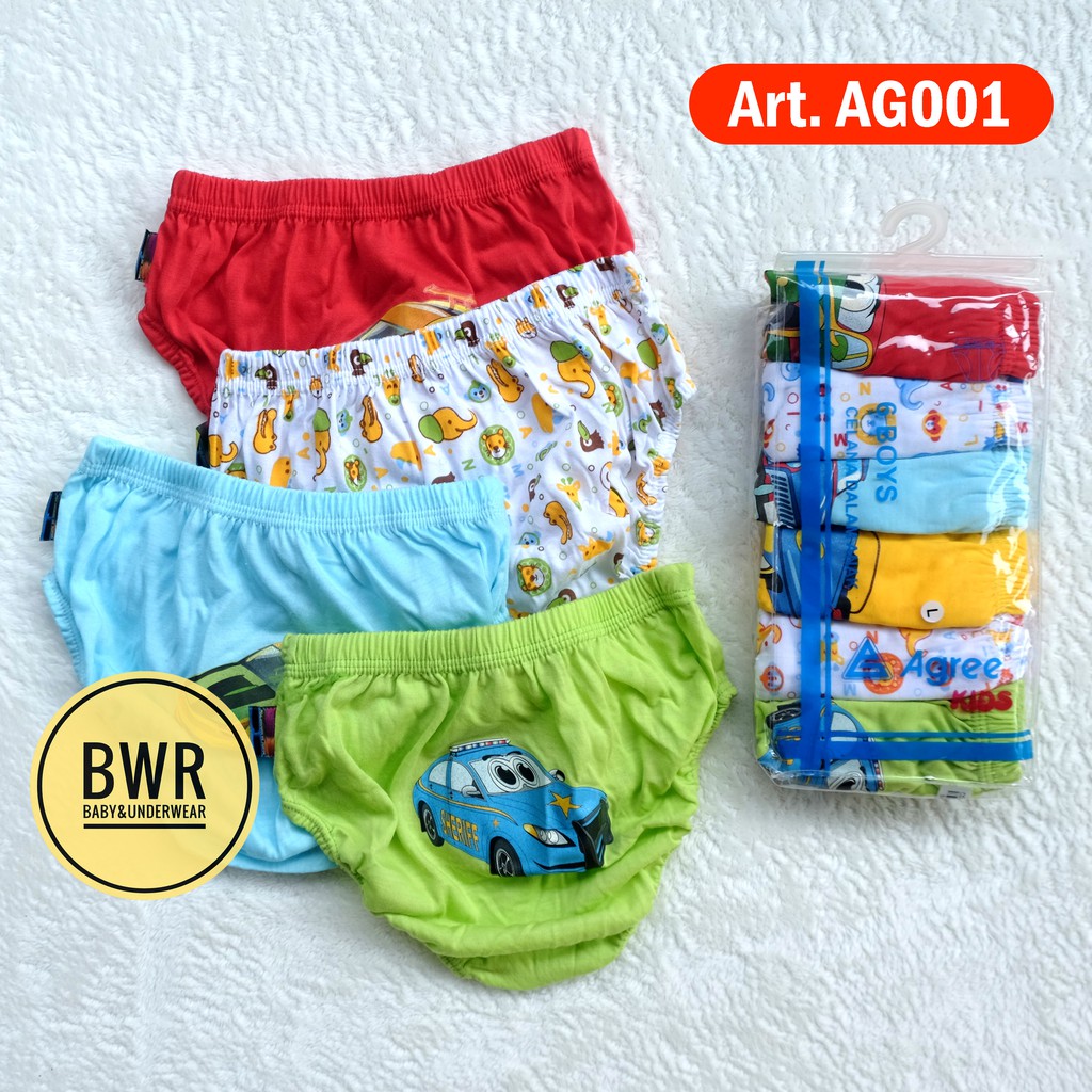 [ 6pc ] CD Agree AG001 Motif | Celana Dalam Anak Laki laki - Bwr