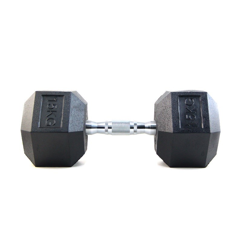 F254 Dumbbell Hexagonal Beban 15Kg/Dumbbel Angkat Besi/Barbel Murah - Hitam