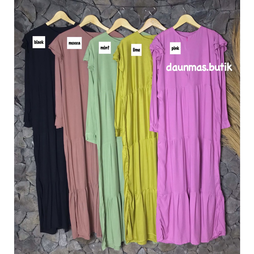 1KG MUAT 4PCS | LESTA DAILY DRESS MAXY PANJANG RUFFLE HITS OOTD SELEBGRAM FASHION GROSIR MURAH WANITA