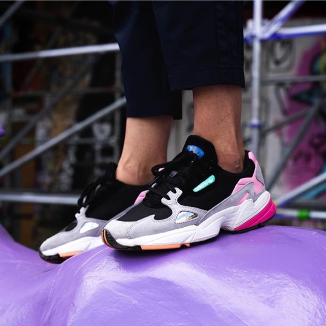 adidas falcon black grey pink