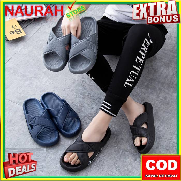 SANDAL PRIA BALANCE 1989 M1 ORIGINAL SLOP SILANG TAHAN AIR ANTI SLIP BAGUS