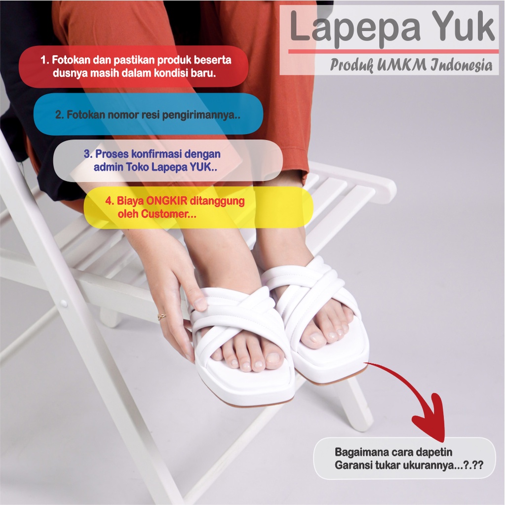 LAPEPA YUK - Sandal Wanita Wedges SHENNA Sendal Cewek Platform Kondangan Hak Tinggi 3cm Model Silang 3 Size 36 37 38 39 40 Pergi Jalan Casual Santai Rumah Slop Warna WHITE Putih Soft Selop Premium Original Kekinian Terbaru Shoes ORI Mall Official Store