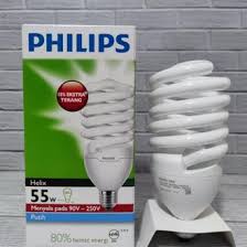 Lampu Helix 55W Putih 55 W Cool Day Light 55 Watt Philips PLC Lampu Spiral Tornado Sepiral 55 W Jumbo Super Terang Ulir Keong E27 Pilips Awet Berkualitas