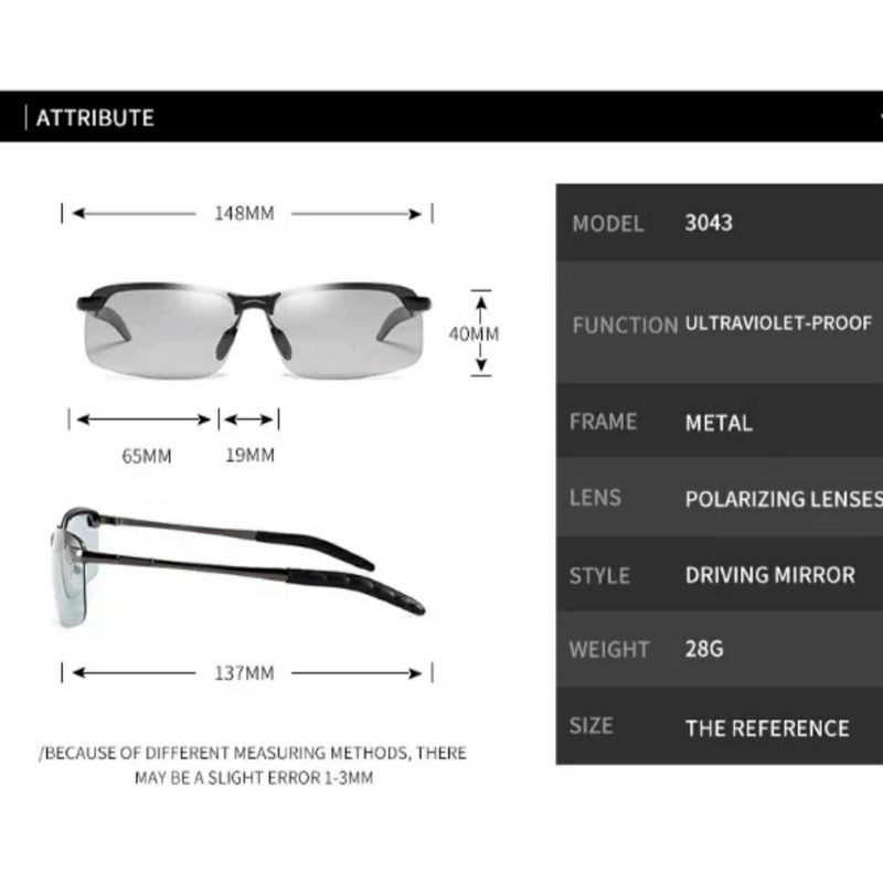 Kacamata Pria Polarized Photocromic Siang Malam