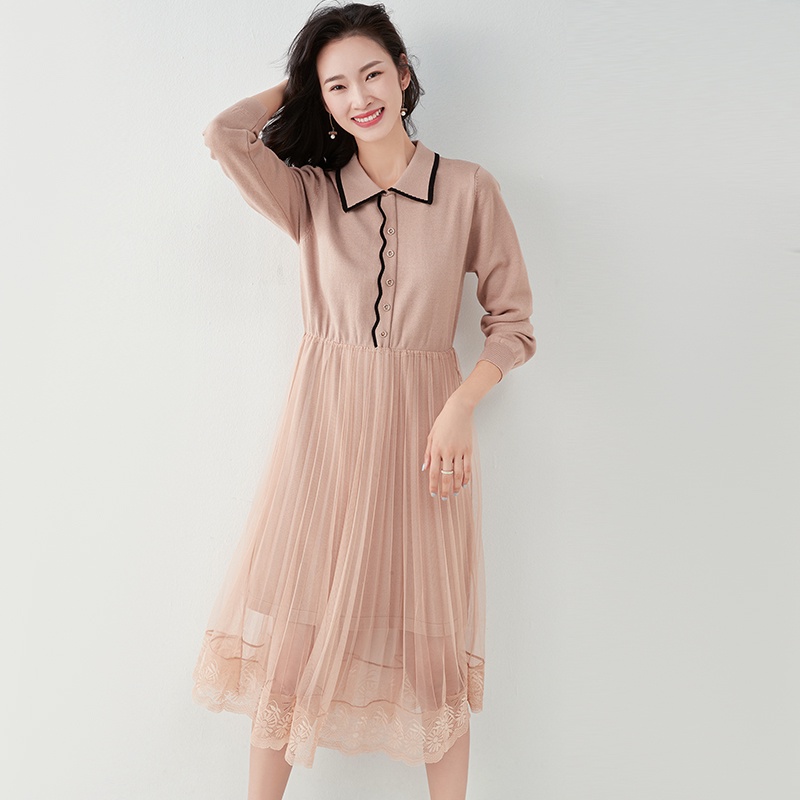 【Elegant】Korean Swittching Lace Dress 2303