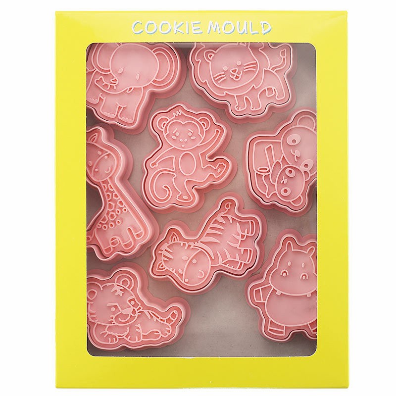 set 8pcs Plastic Cookie cutter press- cute Animal Zoo / cetakan kue kering