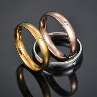 Cincin Titanium Polos 1 Mata Rose Gold Silver Rose Pria 