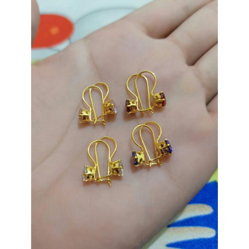 ANTING DESI MATA WARNA 1 GRAM PERAK ASLI 925/LAPIS EMAS 24K