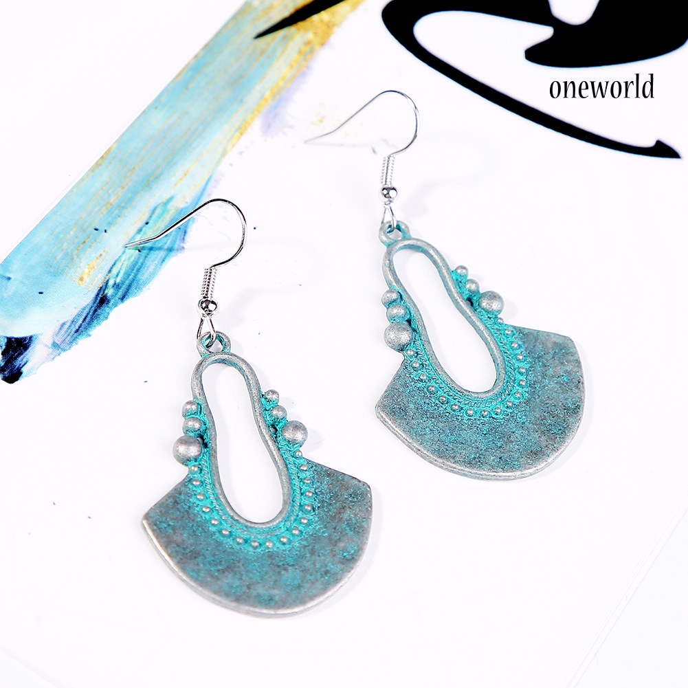 OW# Retro Women Bohemian Ethnic Geometric Dangle Eardrop Hook Earrings Jewelry Gift