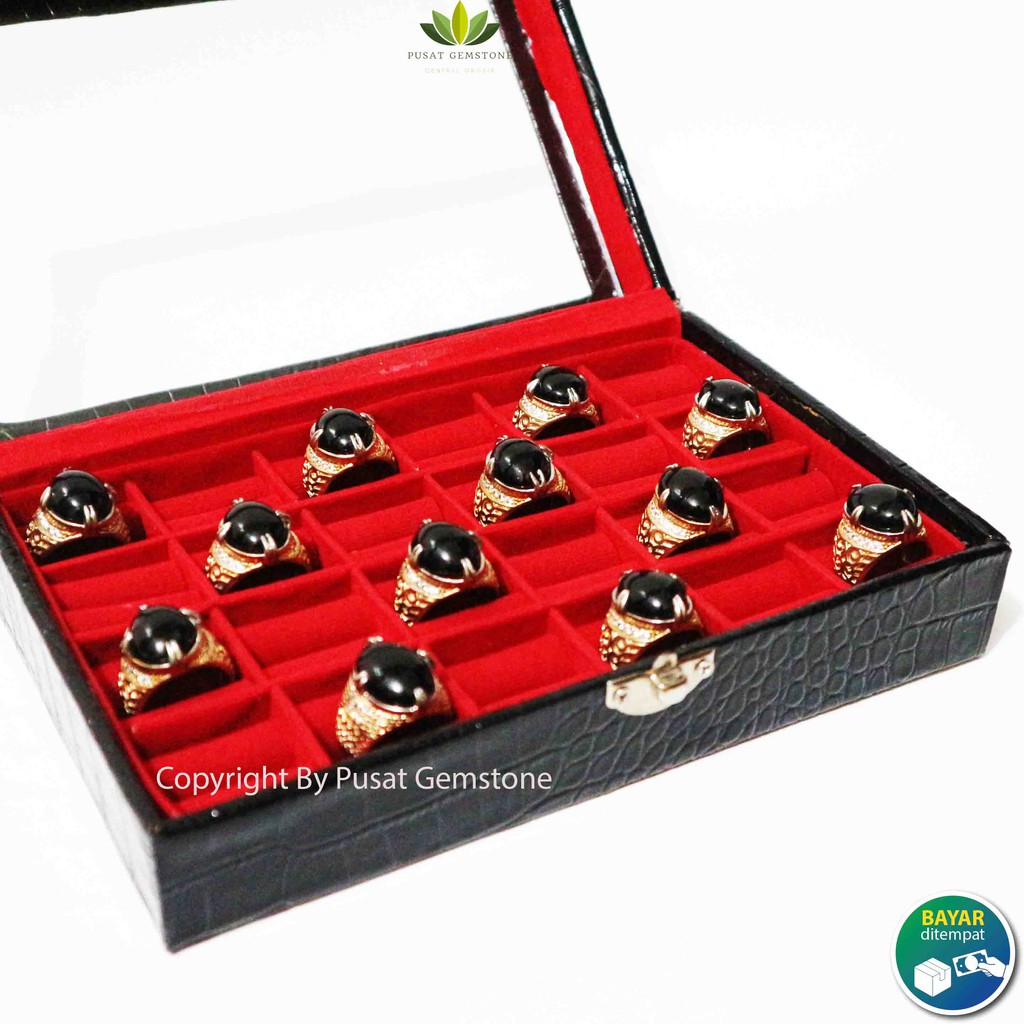 Kotak Cincin Batu Akik/Permata Box Kaca 24 Slot Premium