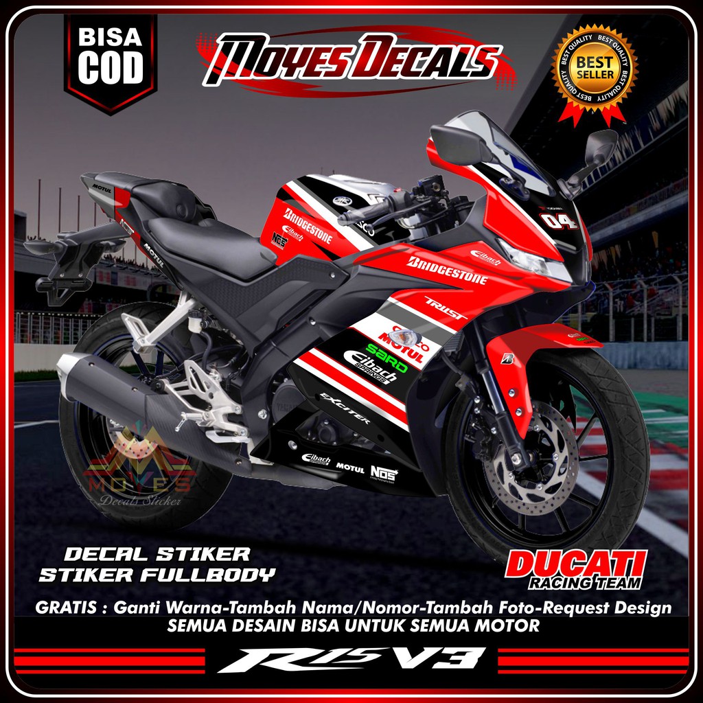 Bisa COD Sticker Striping Decal Yamaha R15 V3, Sticker Decal R15 V3, Sticker R15 , striping R15 V3 D